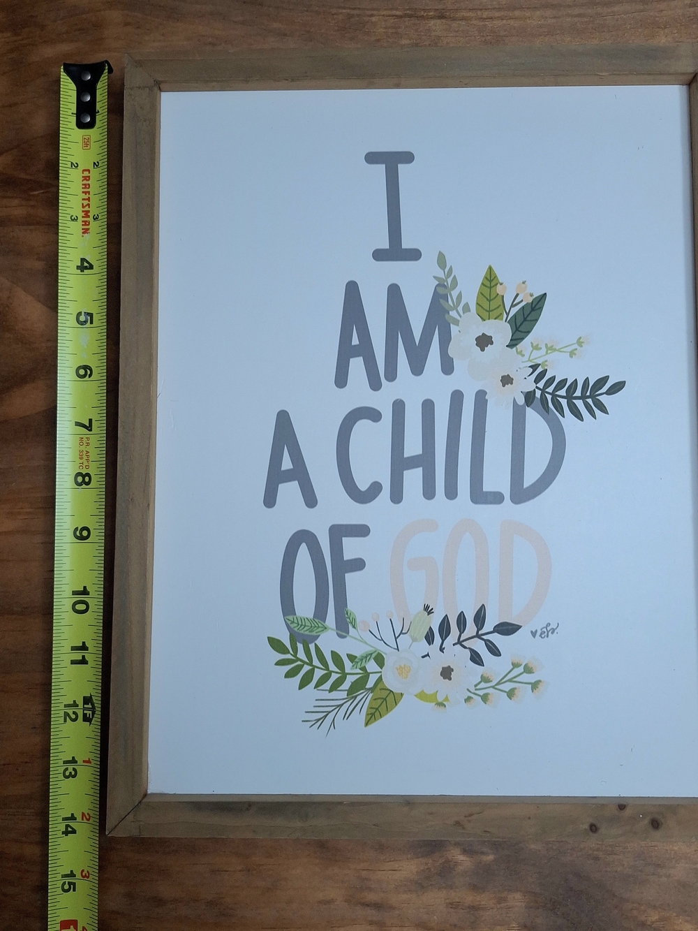 Wood Frame 'I AM A CHILD OF GOD' Wall Art - Neutral Floral - Picture 6 of 6